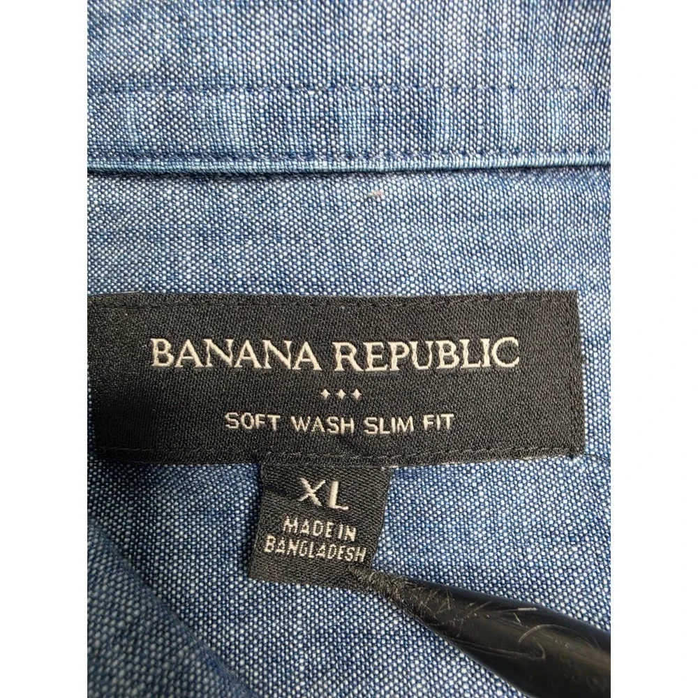 Banana Republic Shirt Men's XL Blue Soft Wash Slim Fit Button-Up Everyday Wear